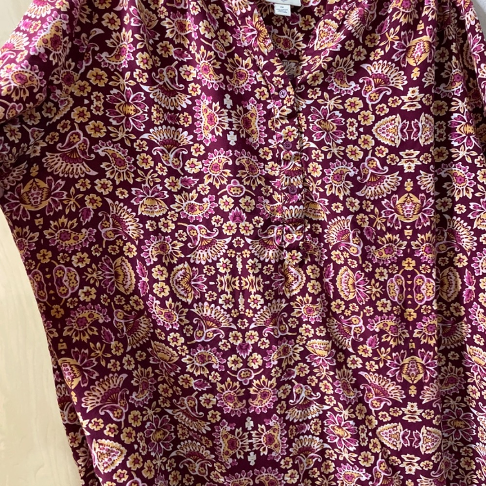 Women 1X Beautiful Folk Paisley Peasant Blouse - 25 inches from pit to pit and 2 - Picture 3 of 5